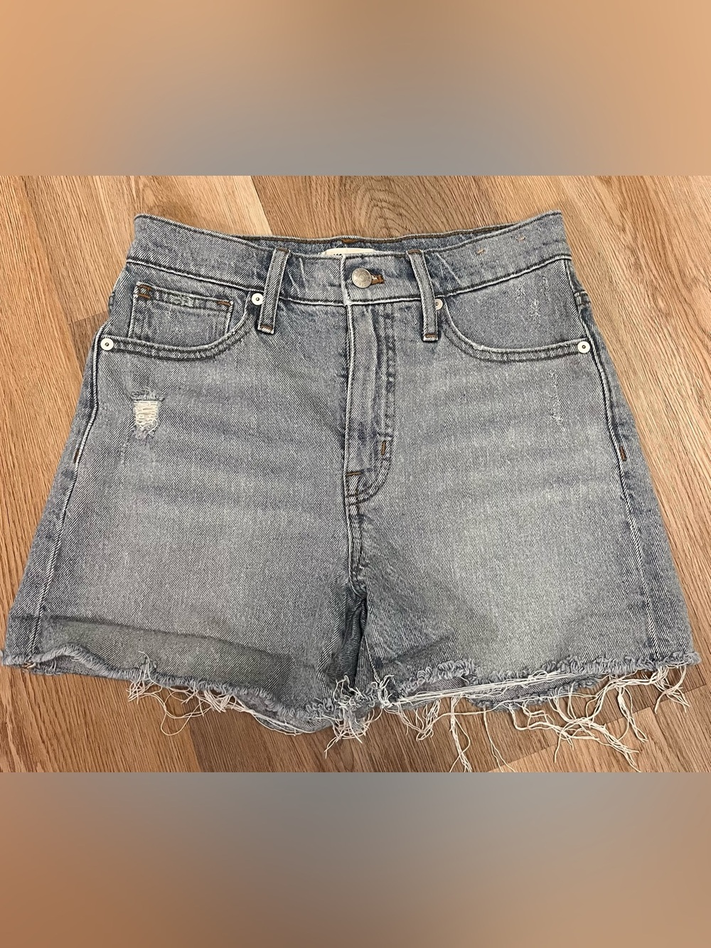 Madewell Women's High-Rise Raw-Hem Denim Shorts - Light Blue